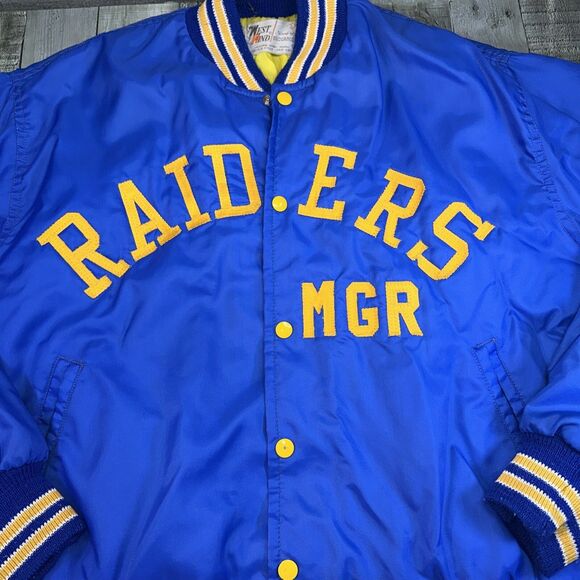 Men’s Vintage 1970S Baseball Jacket Westwind Size Large Blue Raiders - Picture 1 of 13